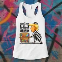 Prison Trump Presidential Library Funny Anti Trump Women's Tank Top thumb 3