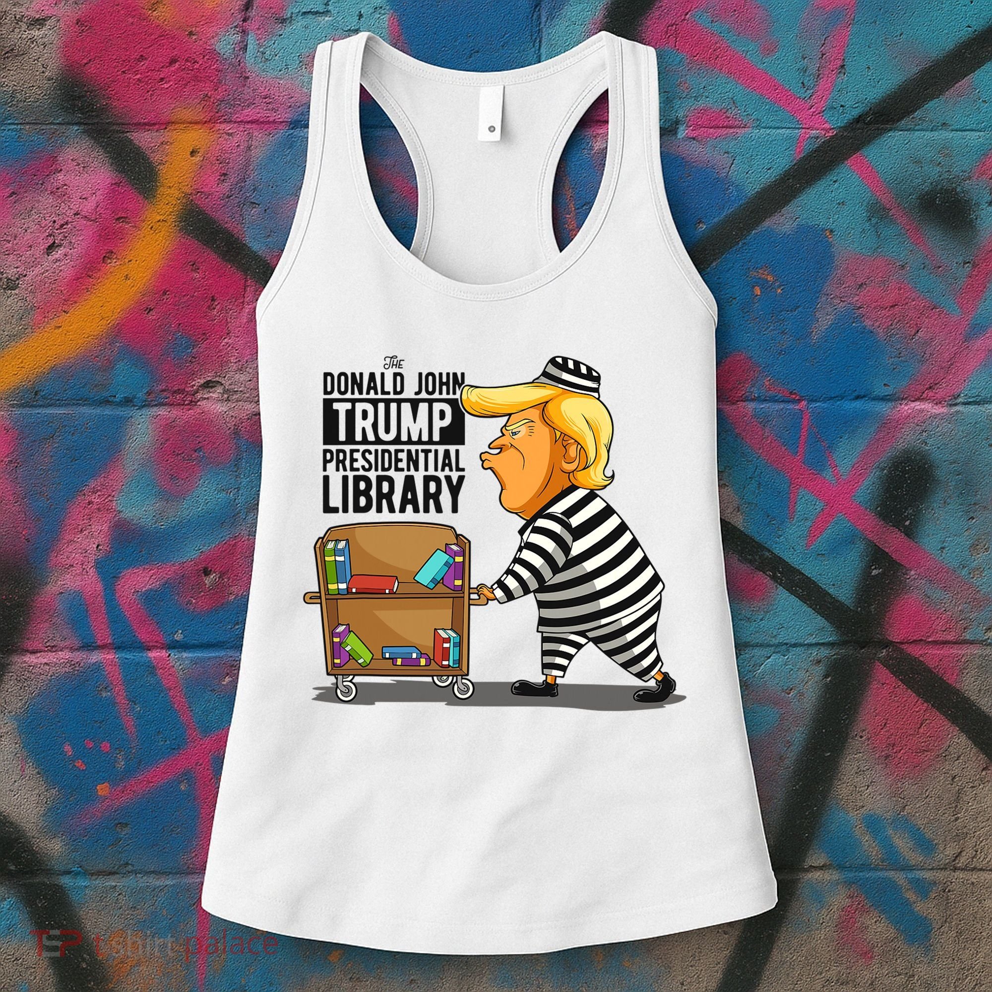 Prison Trump Presidential Library Funny Anti Trump Women's Tank Top