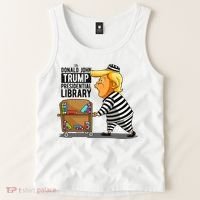 Prison Trump Presidential Library Funny Anti Trump Tank Top thumb 2