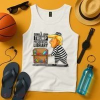 Prison Trump Presidential Library Funny Anti Trump Tank Top thumb 4
