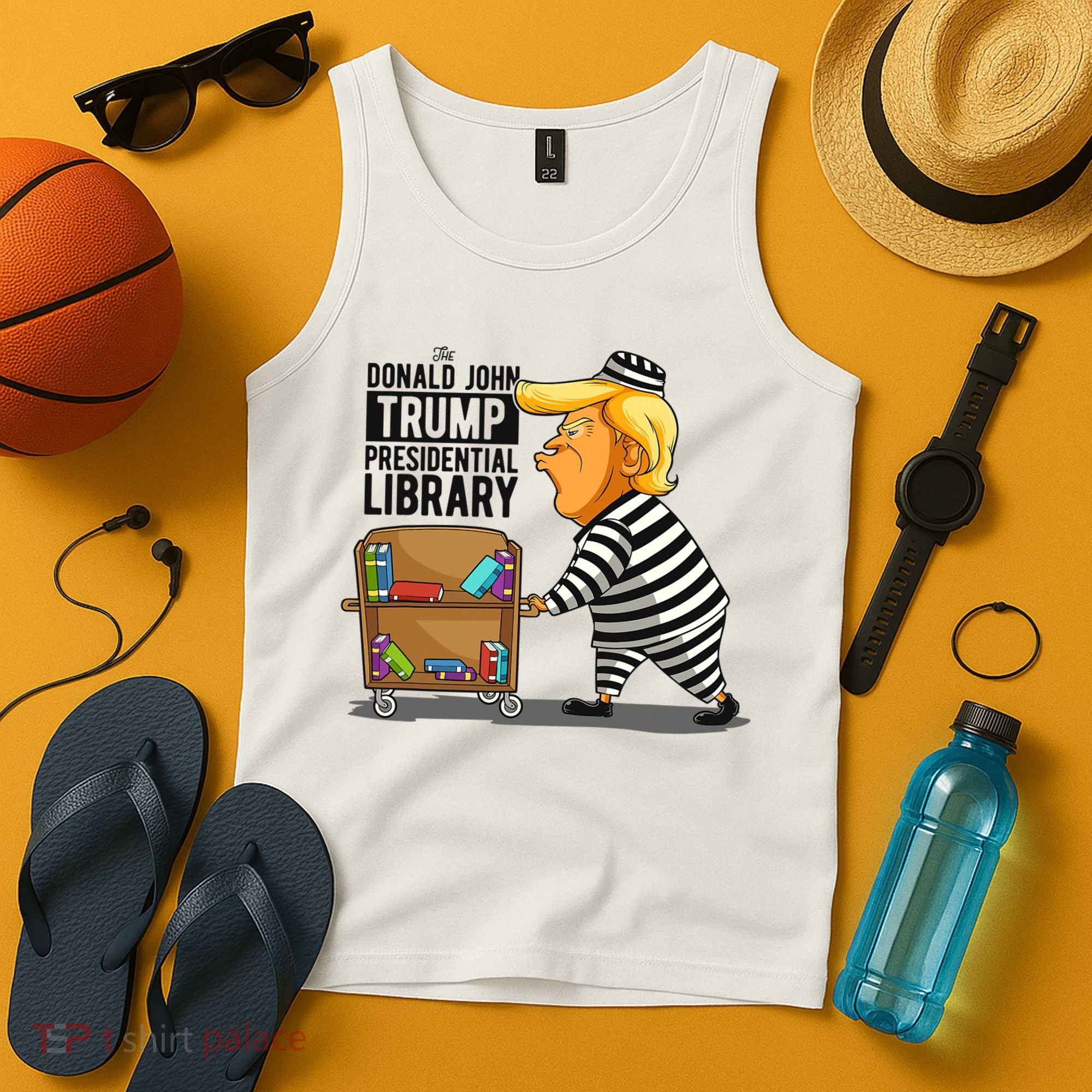 Prison Trump Presidential Library Funny Anti Trump Tank Top
