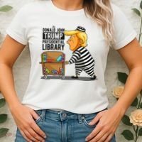 Prison Trump Presidential Library Funny Anti Trump Women's T-Shirt thumb 2