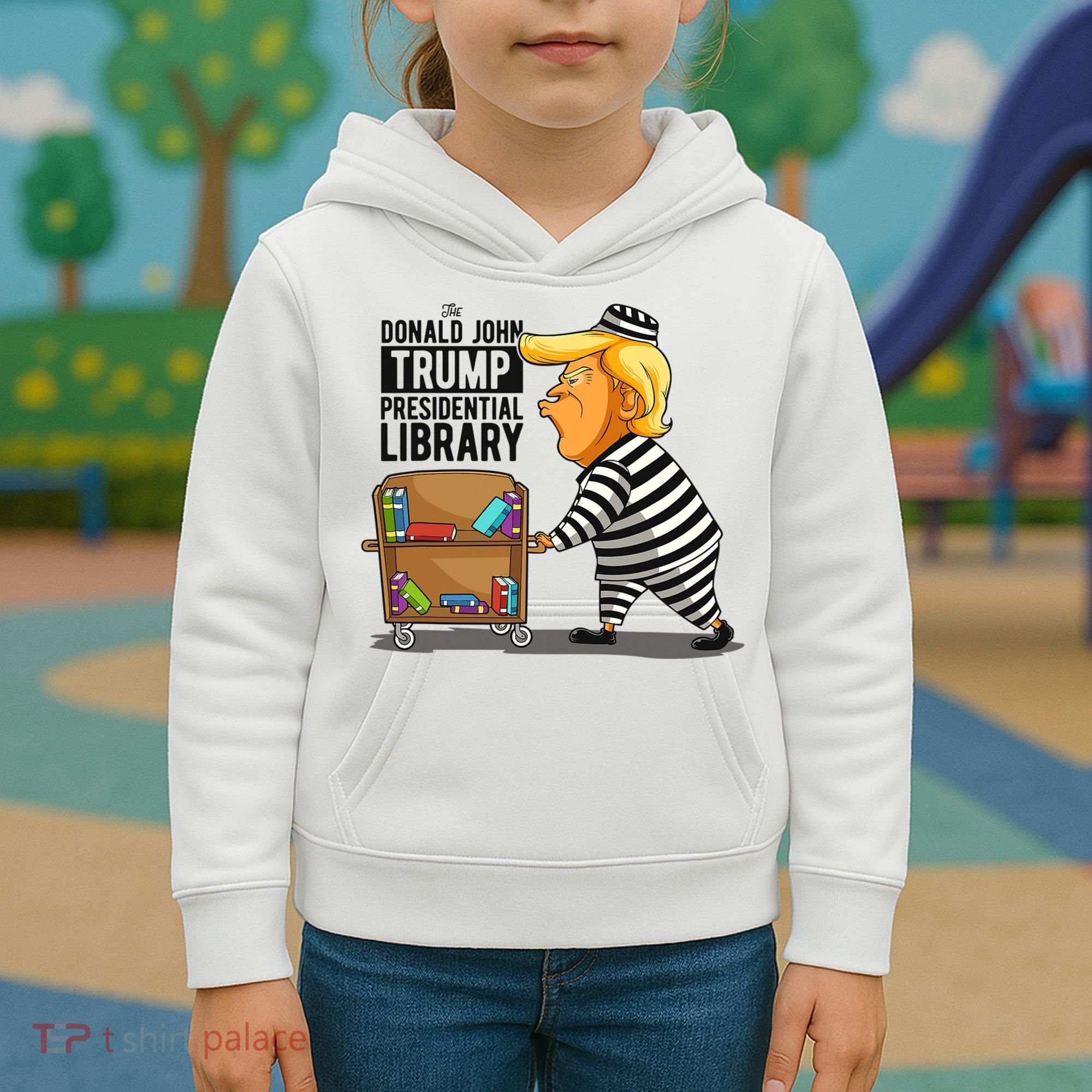 Prison Trump Presidential Library Funny Anti Trump Kids Hoodie