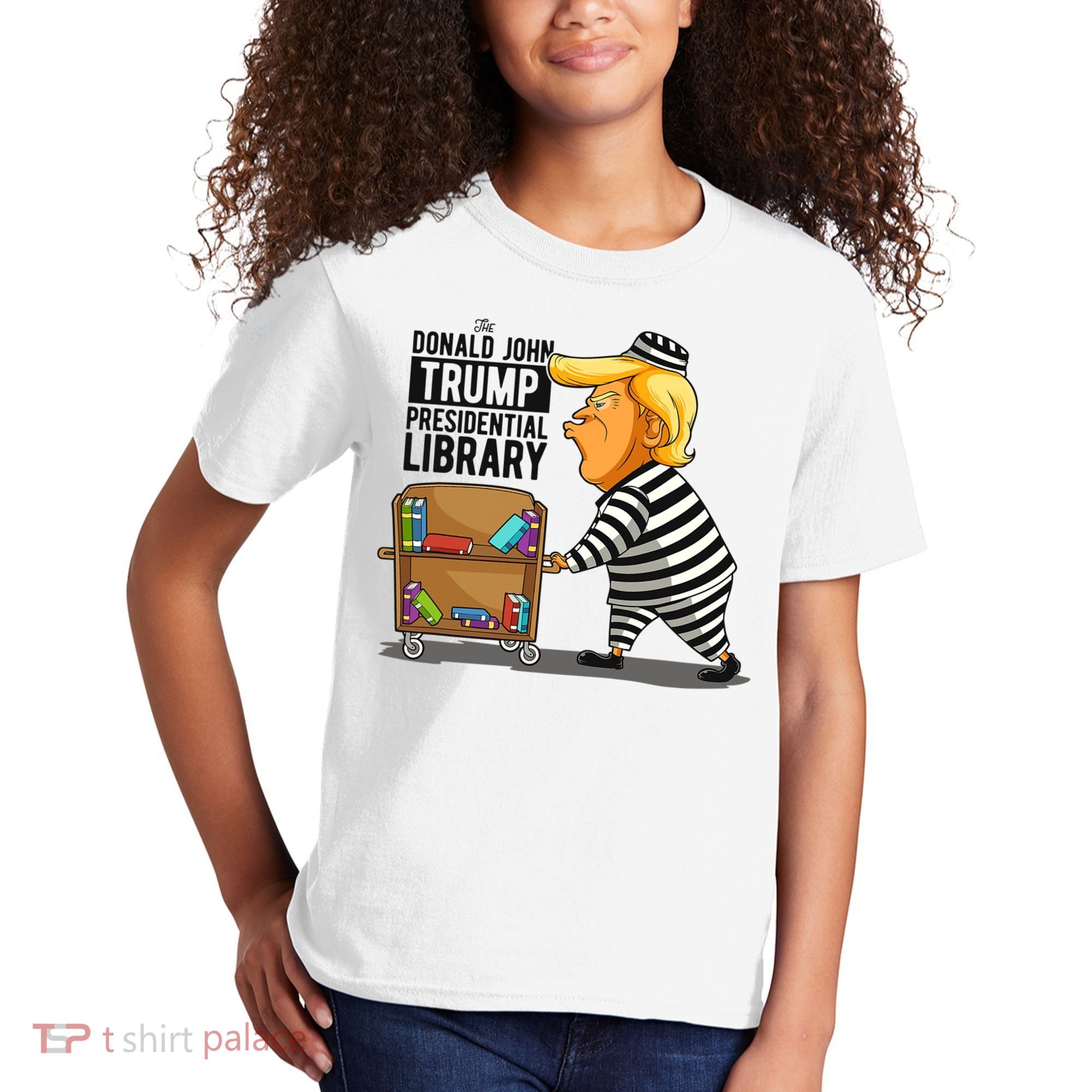 Prison Trump Presidential Library Funny Anti Trump Kids T-Shirt
