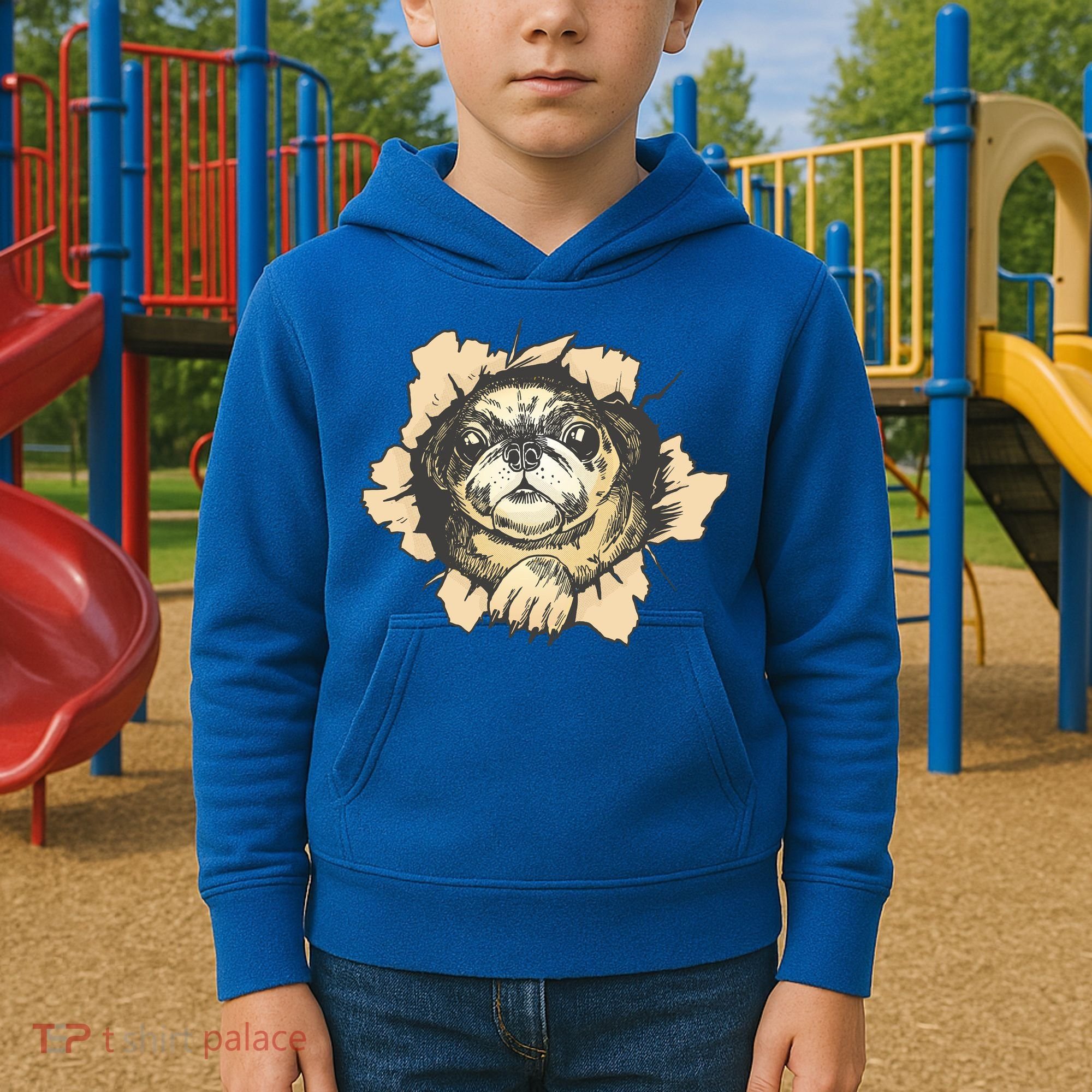 Pug Torn Kids Hoodie