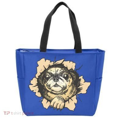 Pug Torn Tote Bag