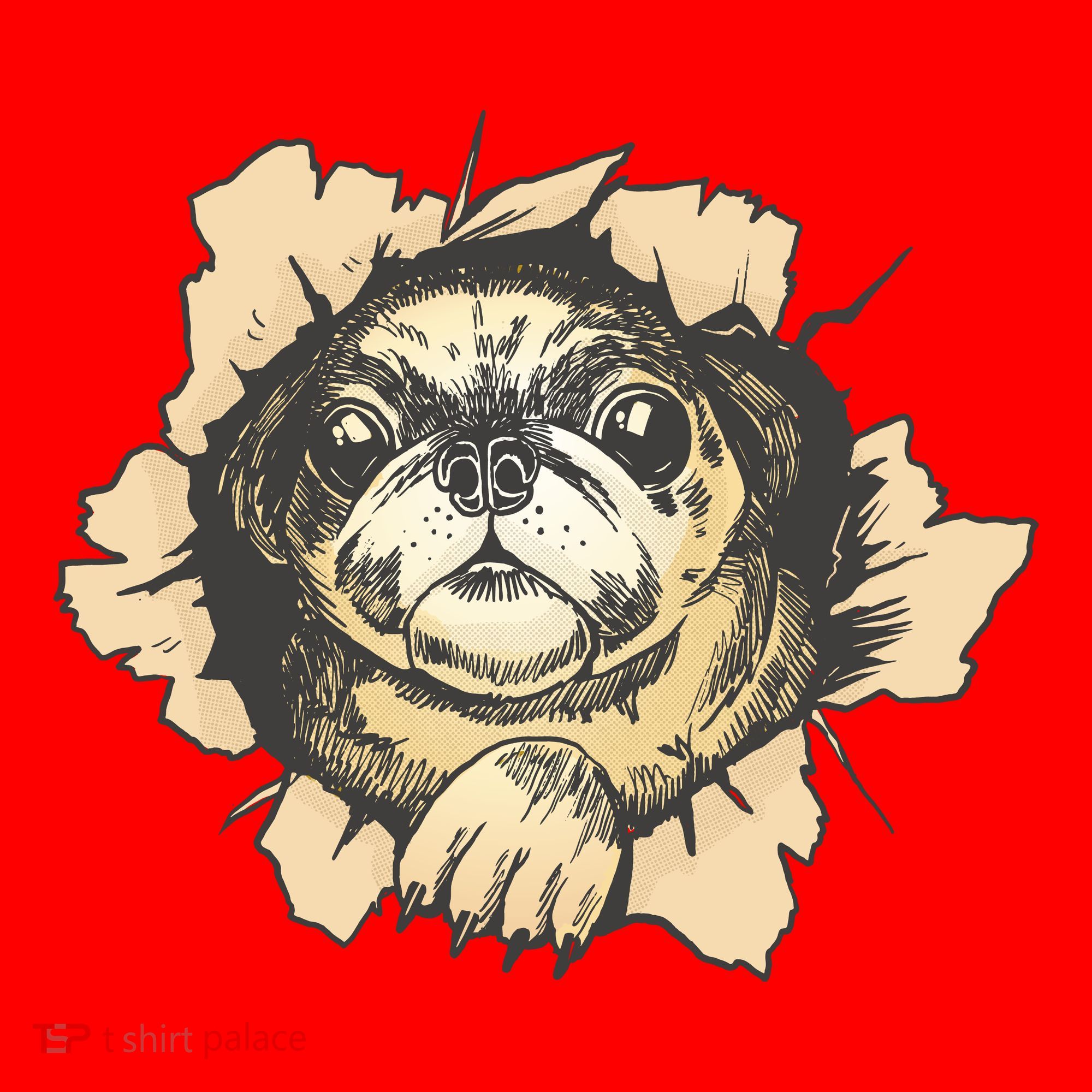 Pug Torn Santa Hat