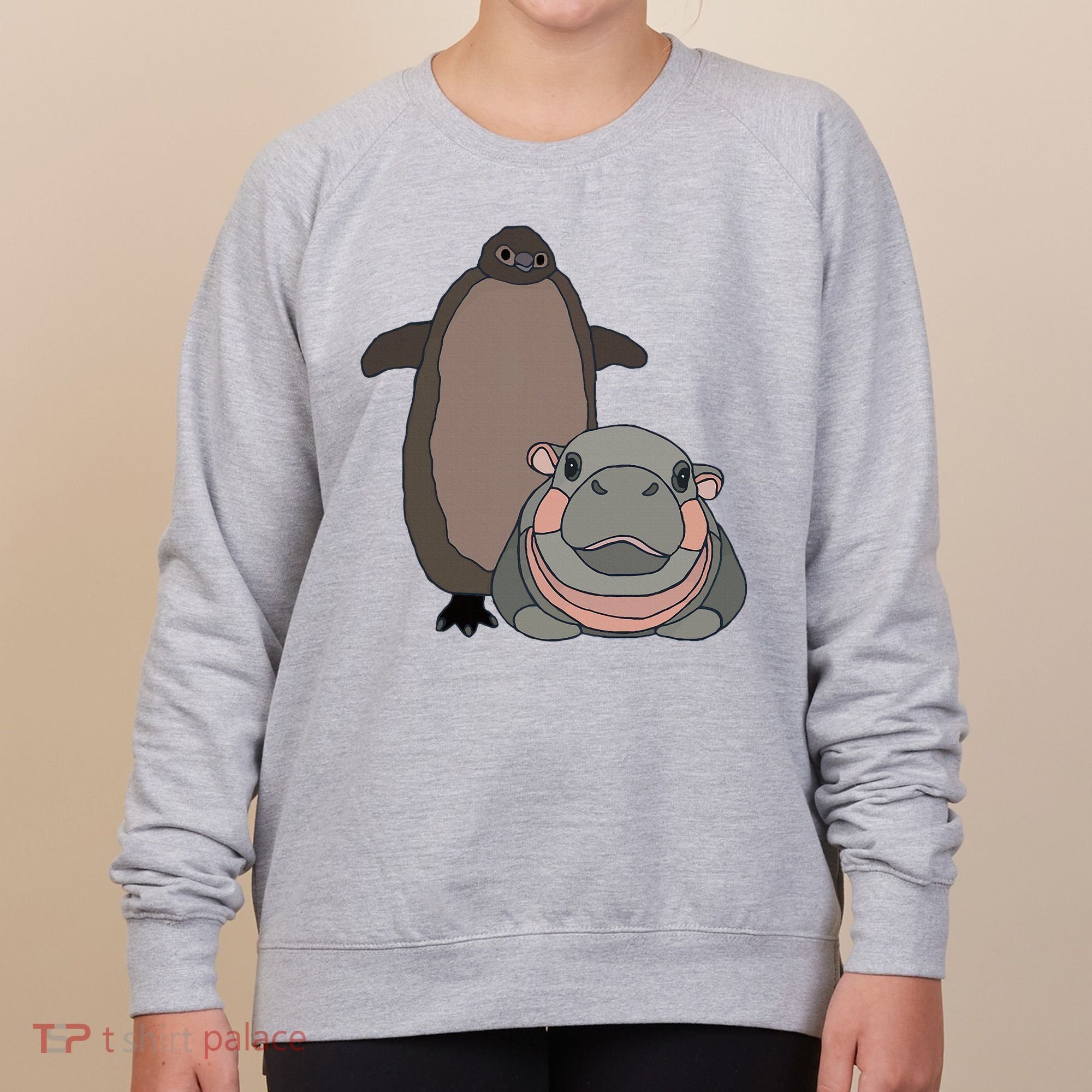 Pesto The Penguin And Moo Deng The Baby Hippo Women's Sweatshirt
