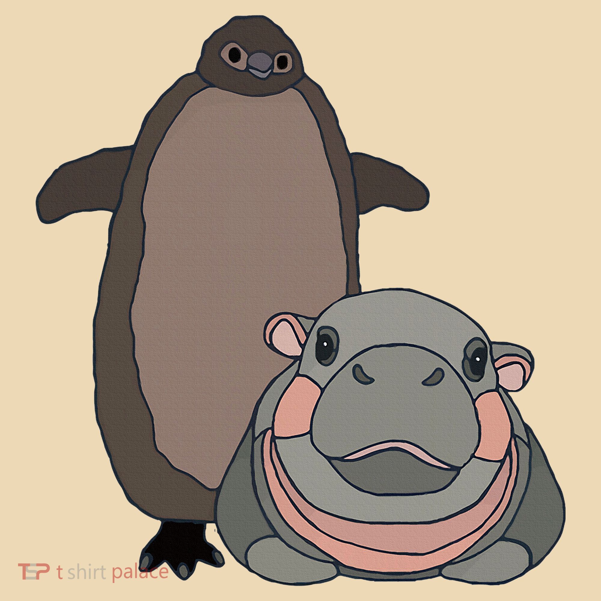 Pesto The Penguin And Moo Deng The Baby Hippo Tote Bag