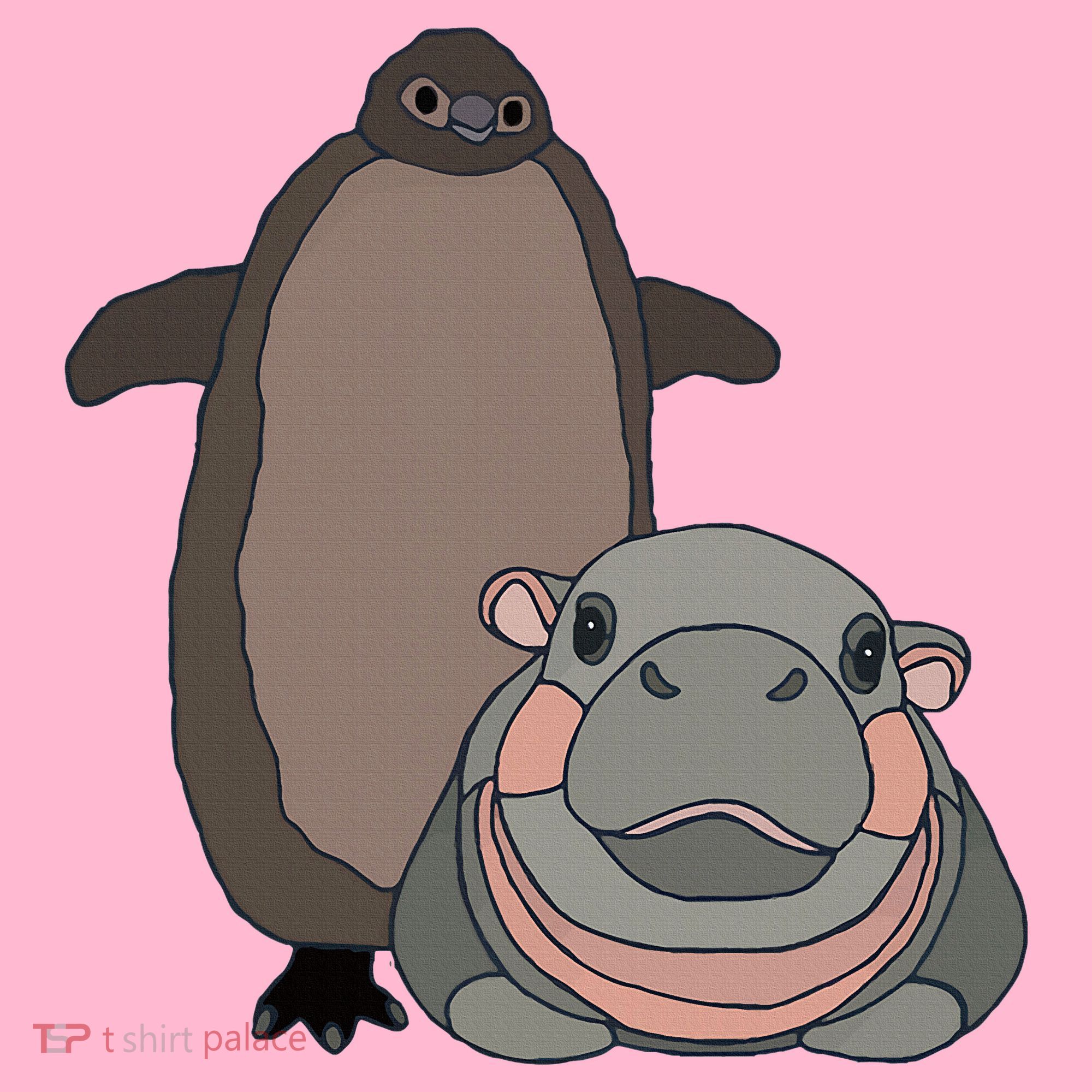 Pesto The Penguin And Moo Deng The Baby Hippo Coaster