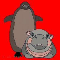 Pesto The Penguin And Moo Deng The Baby Hippo Santa Hat thumb 1