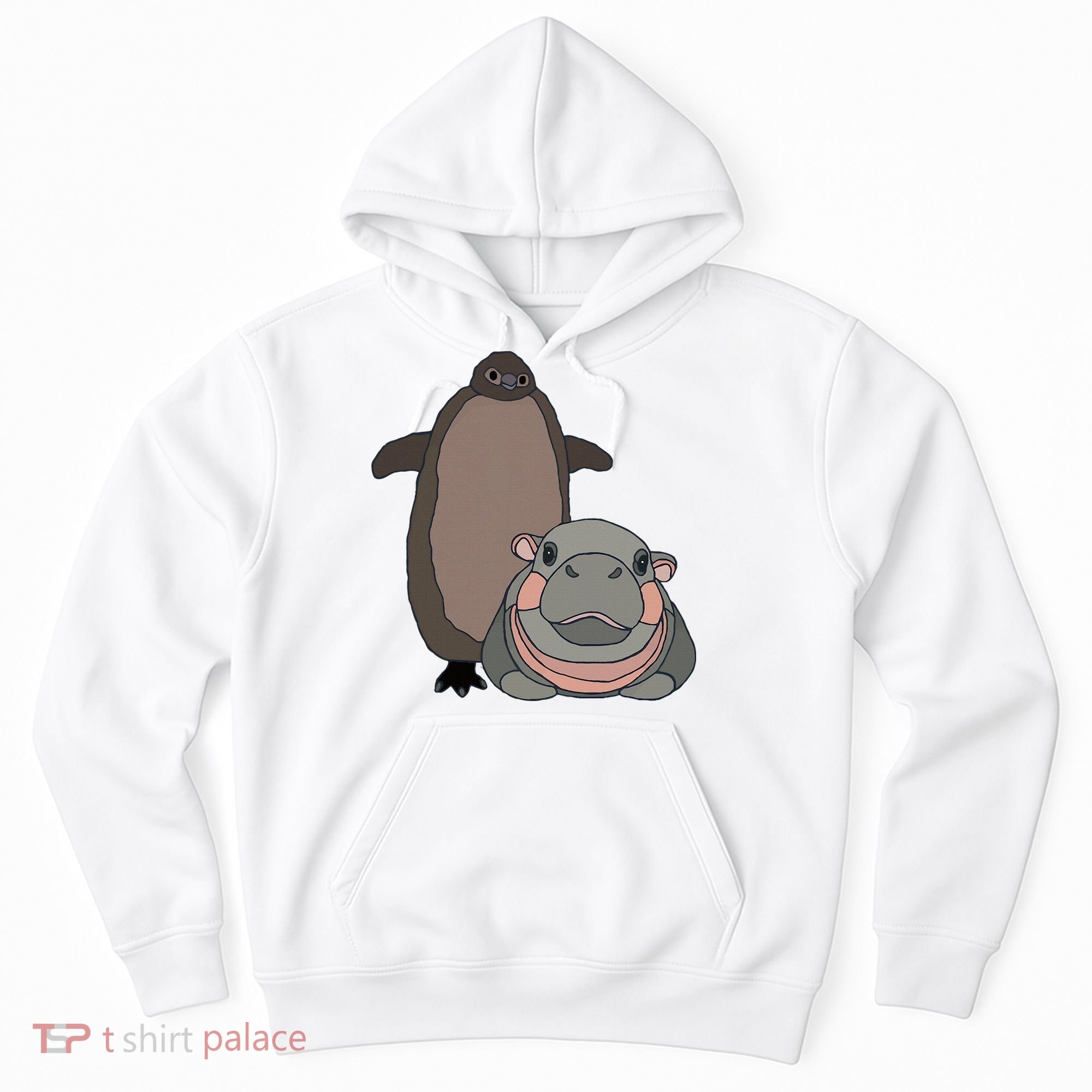 Pesto The Penguin And Moo Deng The Baby Hippo Hoodie