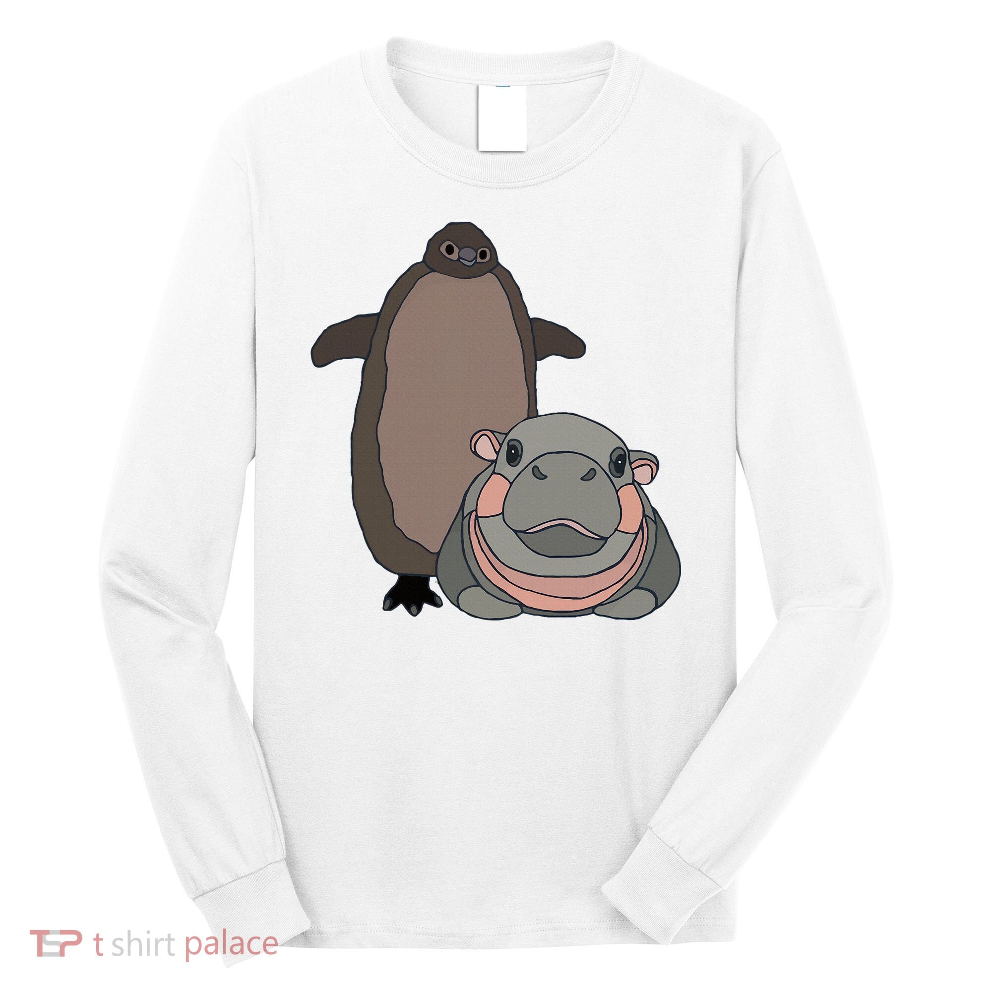 Pesto The Penguin And Moo Deng The Baby Hippo Long Sleeve Shirt