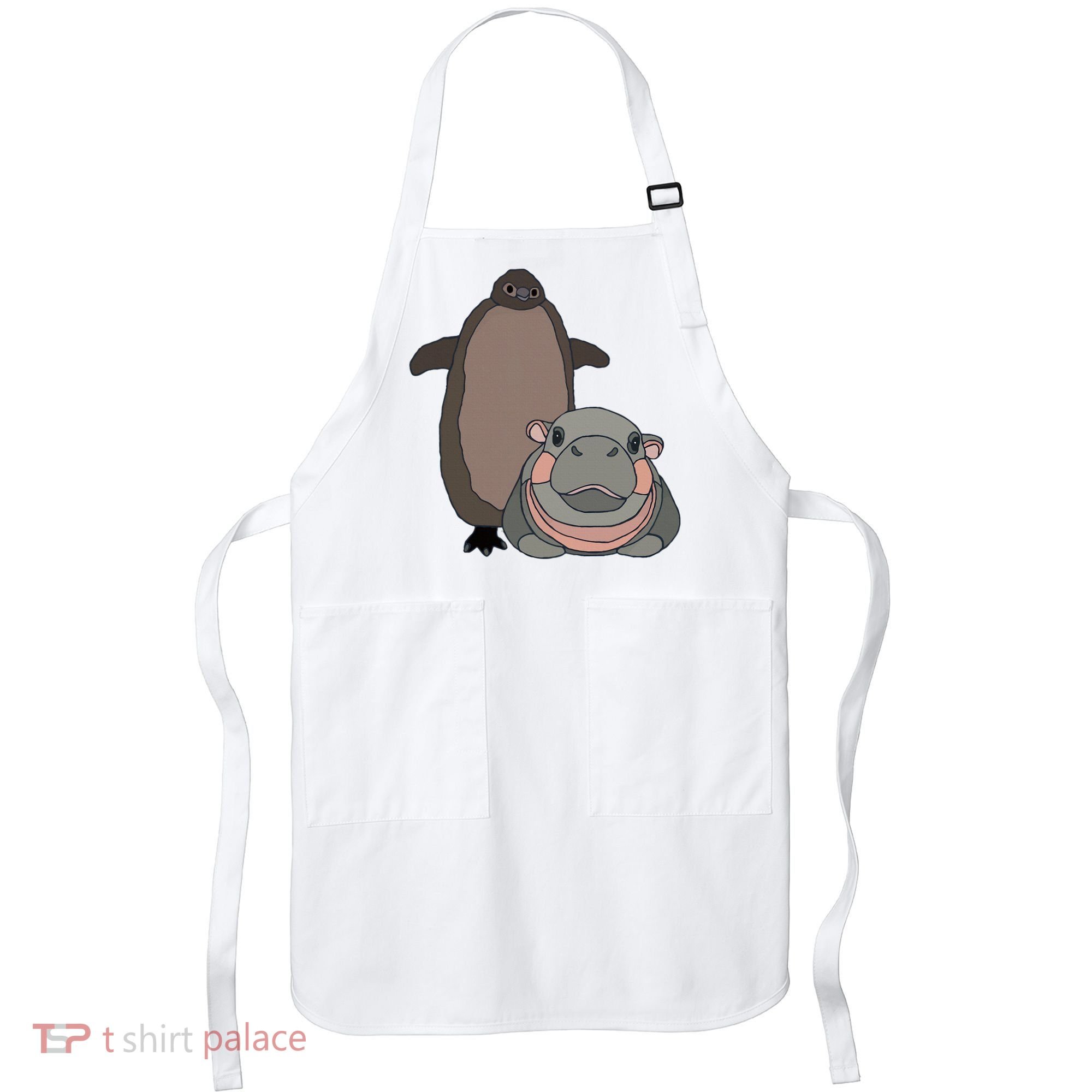 Pesto The Penguin And Moo Deng The Baby Hippo Apron