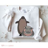 Pesto The Penguin And Moo Deng The Baby Hippo Sweatshirt thumb 2
