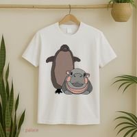 Pesto The Penguin And Moo Deng The Baby Hippo T-Shirt thumb 2