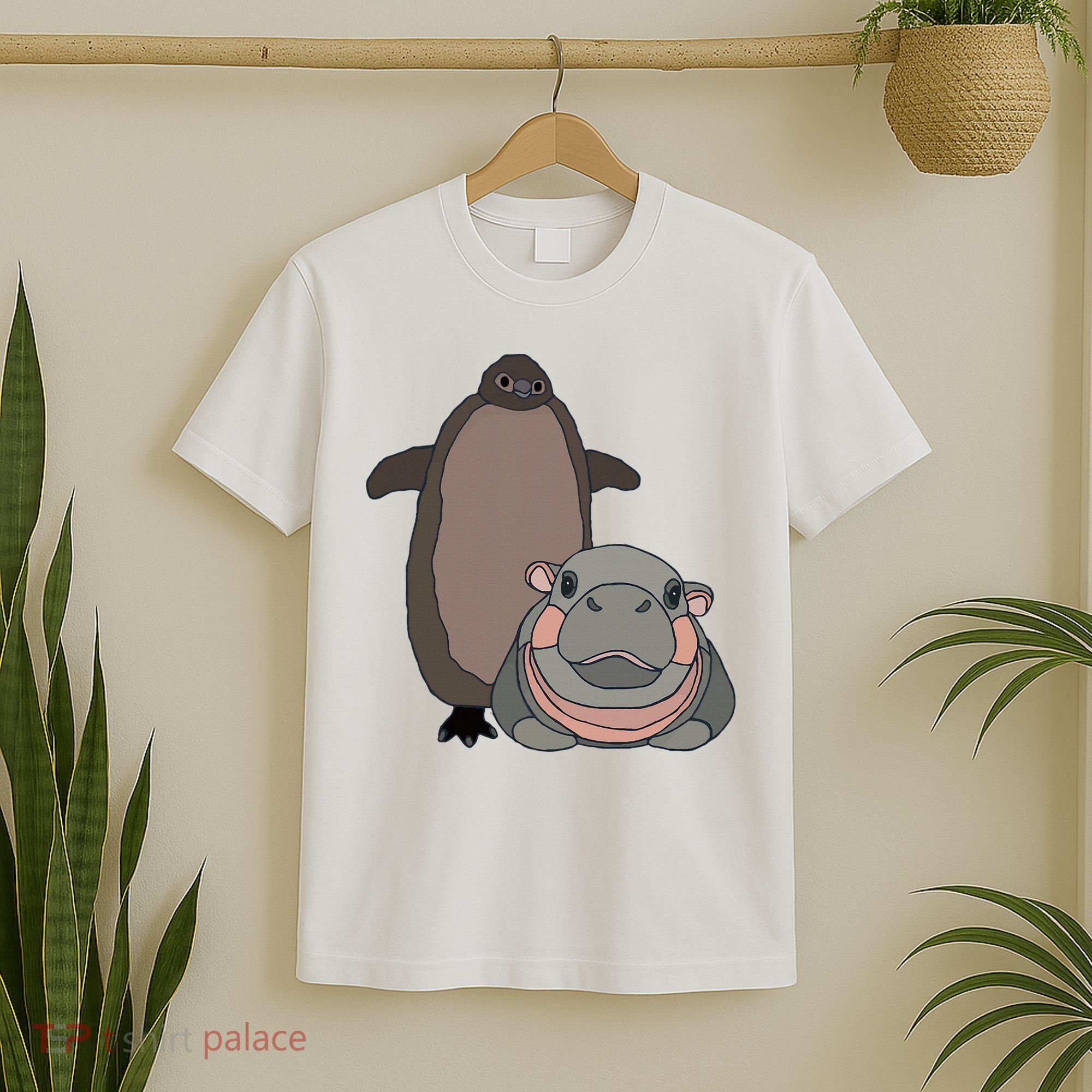 Pesto The Penguin And Moo Deng The Baby Hippo T-Shirt