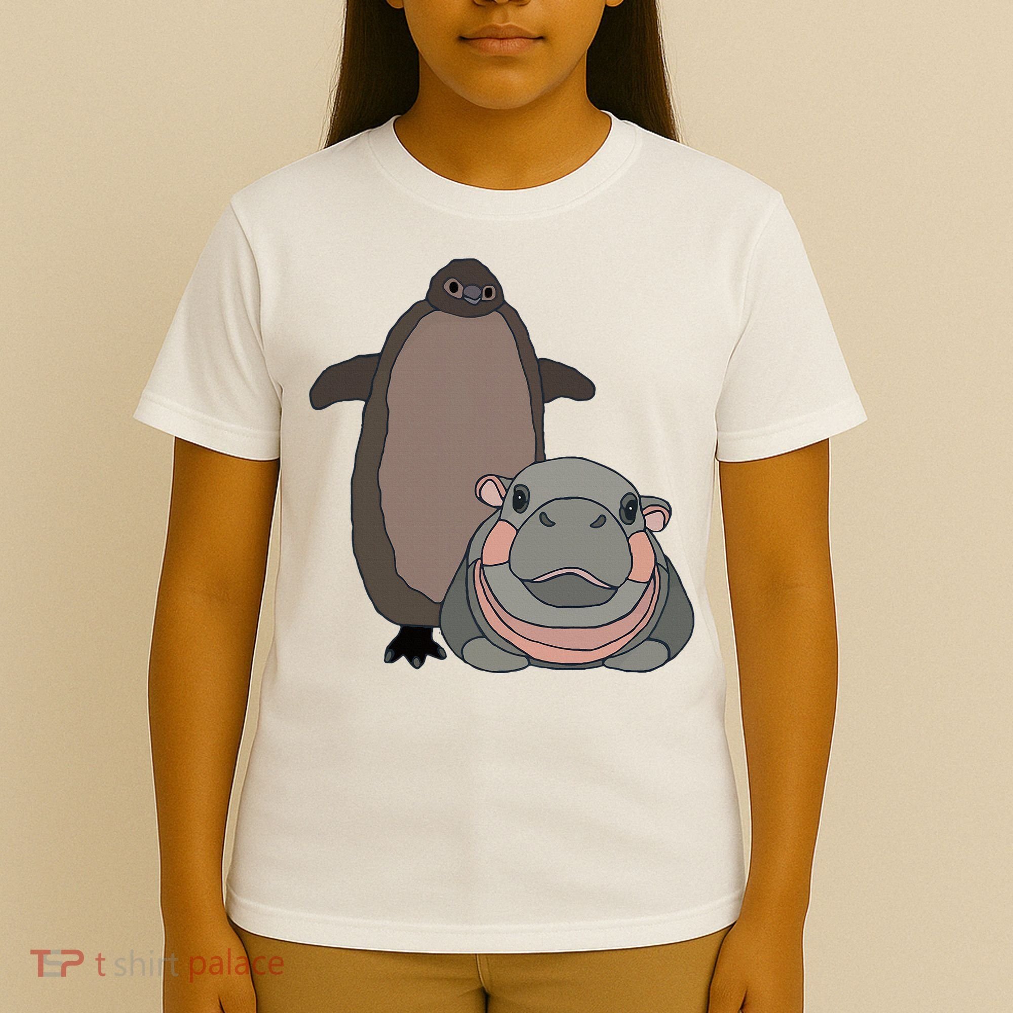 Pesto The Penguin And Moo Deng The Baby Hippo T-Shirt