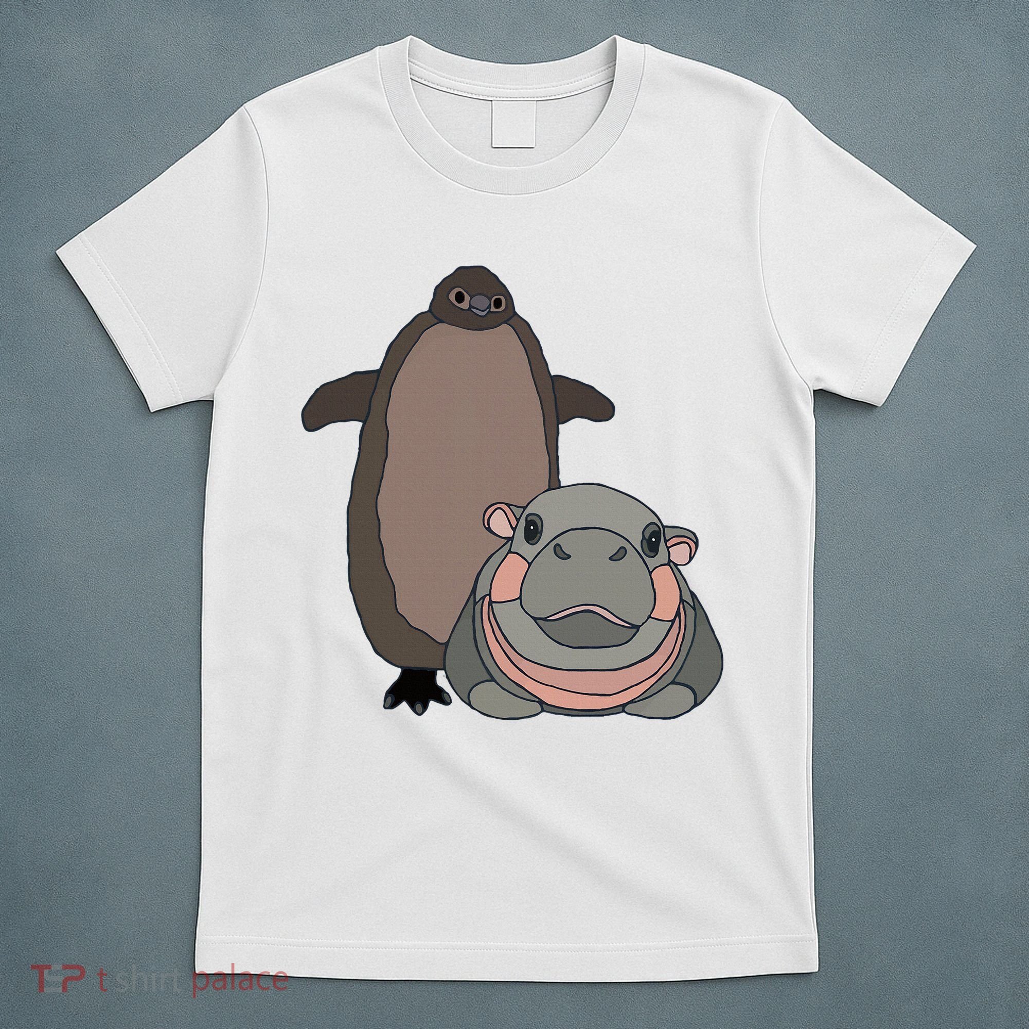 Pesto The Penguin And Moo Deng The Baby Hippo T-Shirt