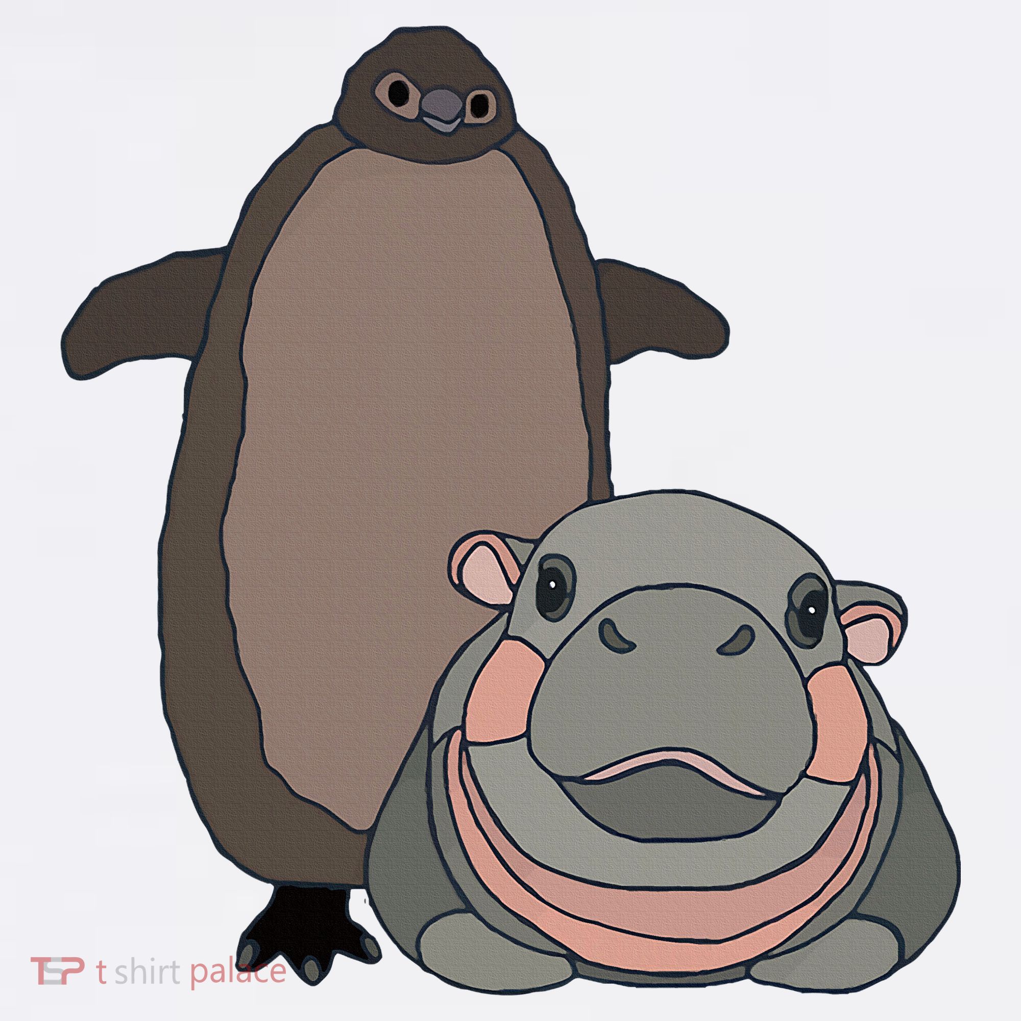 Pesto The Penguin And Moo Deng The Baby Hippo T-Shirt