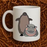 Pesto The Penguin And Moo Deng The Baby Hippo Coffee Mug thumb 2