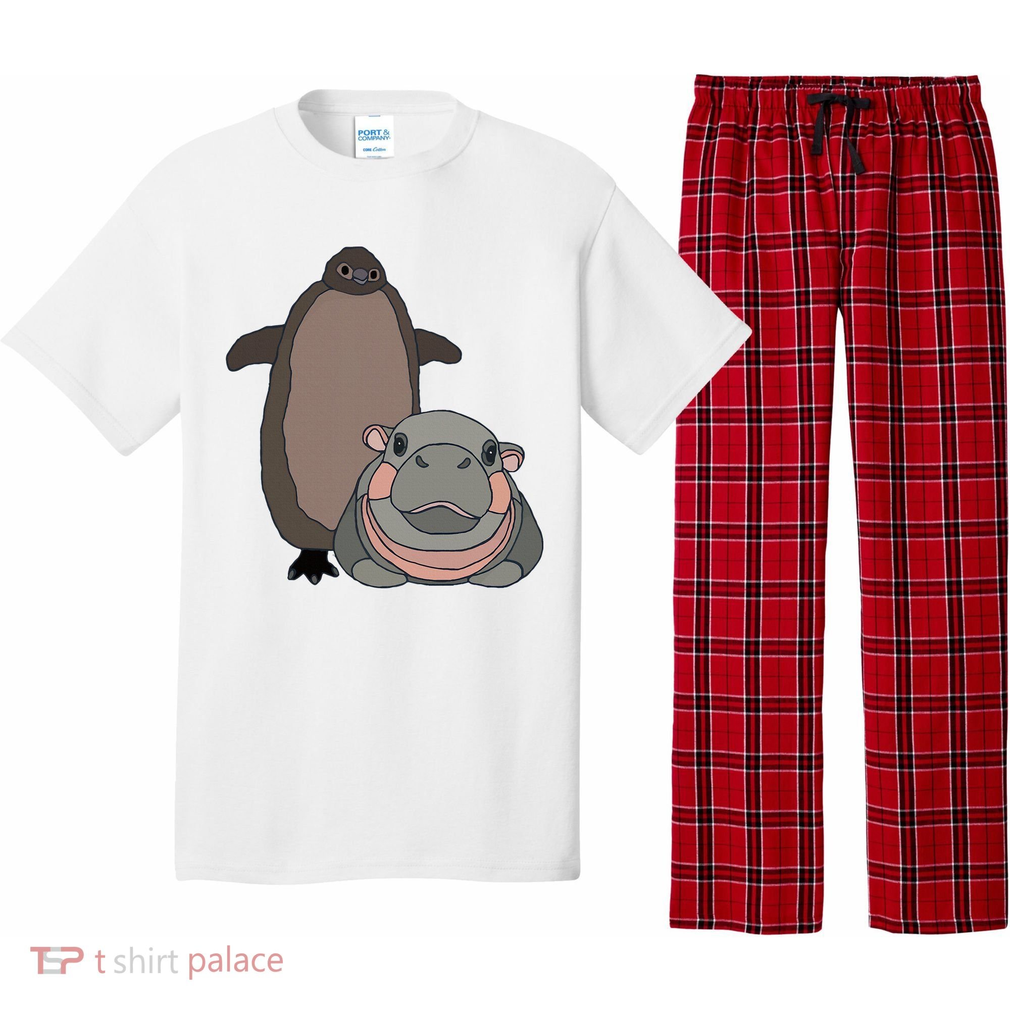 Pesto The Penguin And Moo Deng The Baby Hippo Pajama Set
