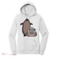 Pesto The Penguin And Moo Deng The Baby Hippo Women's Hoodie thumb 0