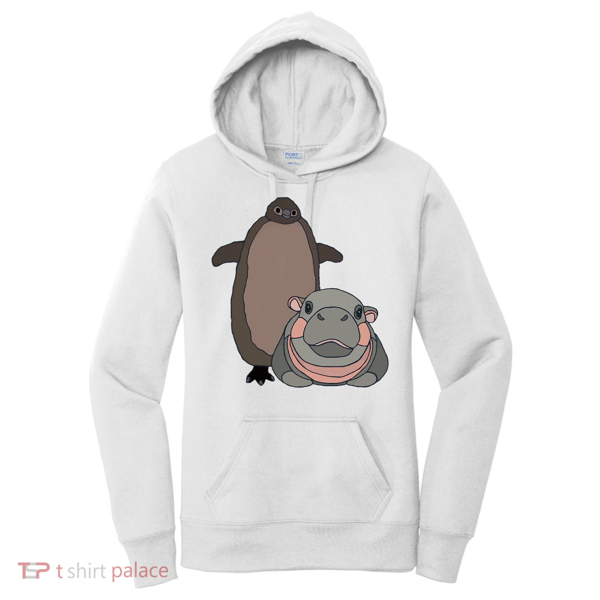 Pesto The Penguin And Moo Deng The Baby Hippo Women's Hoodie