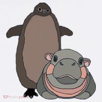 Pesto The Penguin And Moo Deng The Baby Hippo Women's Hoodie thumb 2