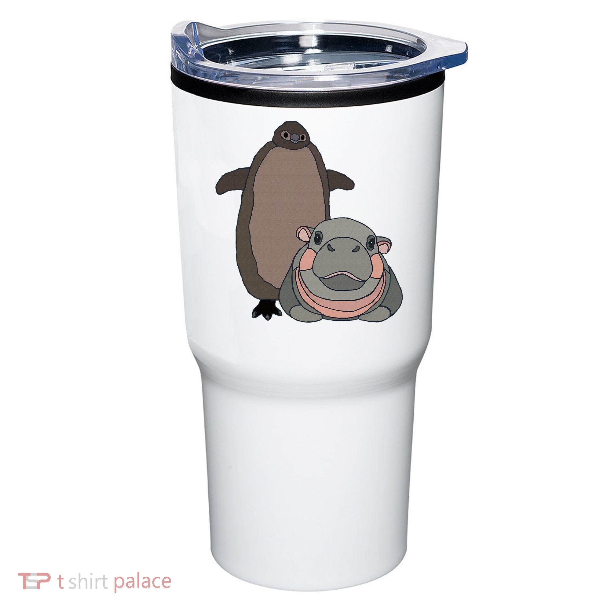 Pesto The Penguin And Moo Deng The Baby Hippo Tumbler
