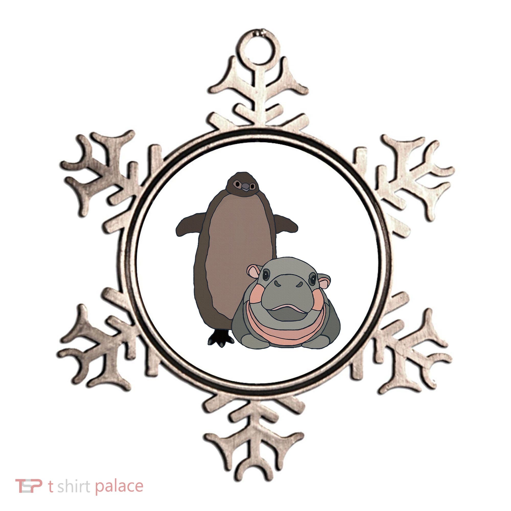 Pesto The Penguin And Moo Deng The Baby Hippo Ornament