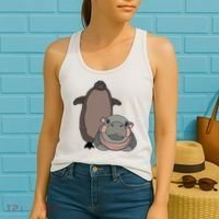 Pesto The Penguin And Moo Deng The Baby Hippo Women's Tank Top thumb 2