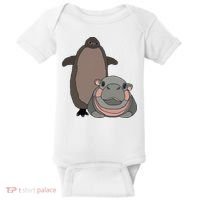 Pesto The Penguin And Moo Deng The Baby Hippo Baby Bodysuit thumb 0