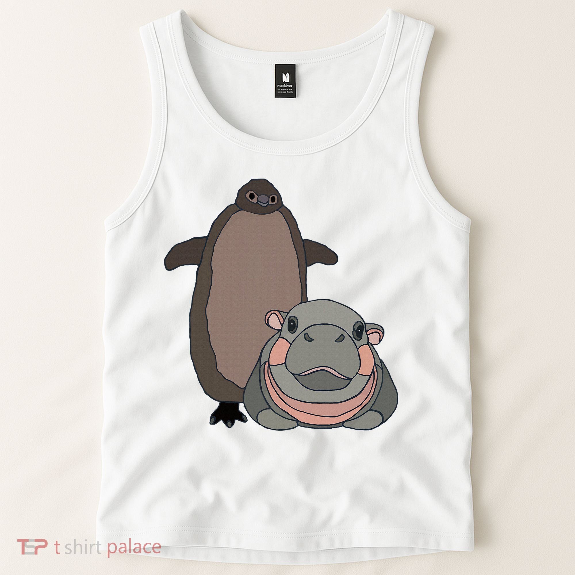 Pesto The Penguin And Moo Deng The Baby Hippo Tank Top