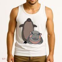 Pesto The Penguin And Moo Deng The Baby Hippo Tank Top thumb 3