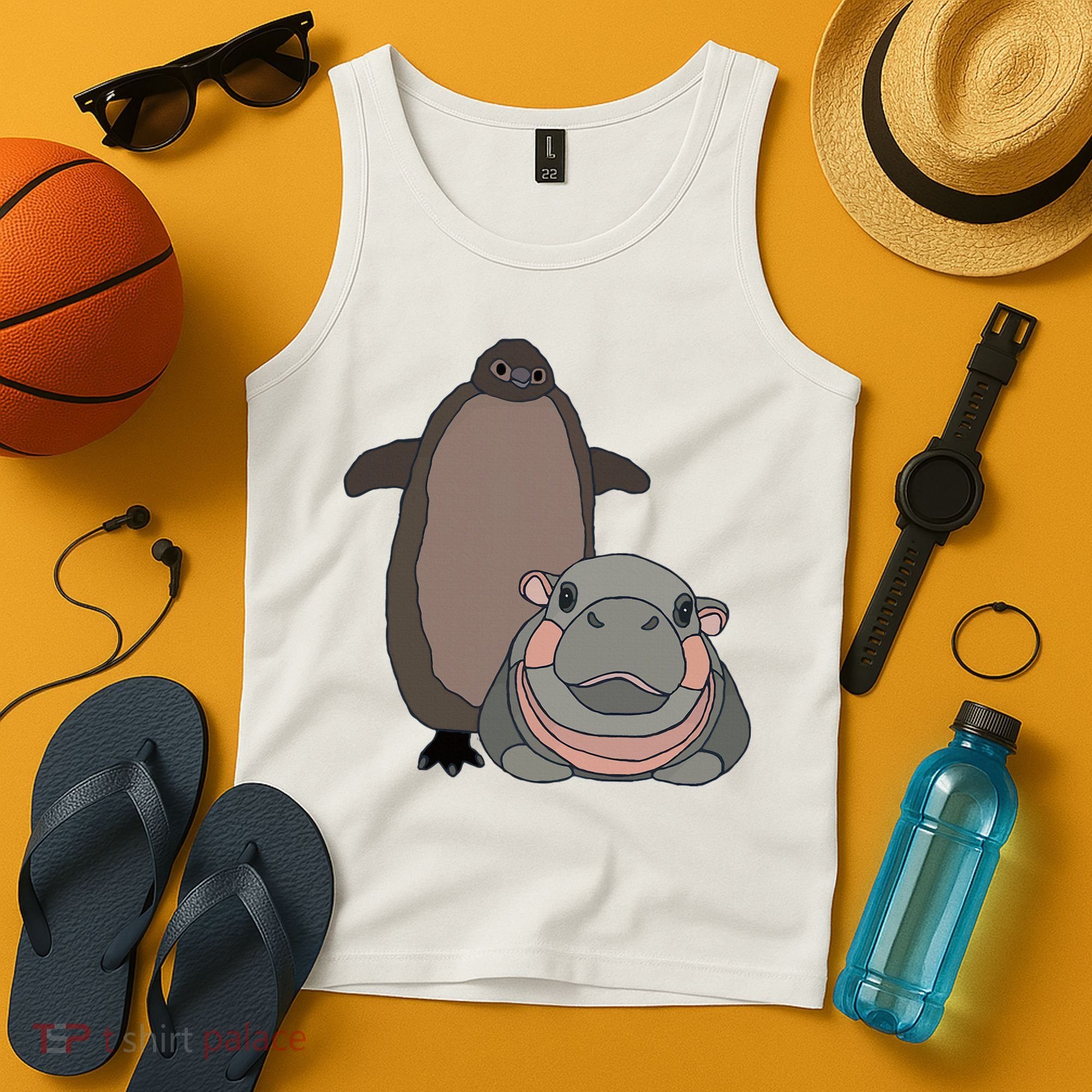 Pesto The Penguin And Moo Deng The Baby Hippo Tank Top