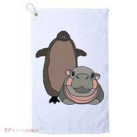 Pesto The Penguin And Moo Deng The Baby Hippo Golf Towel thumb 0