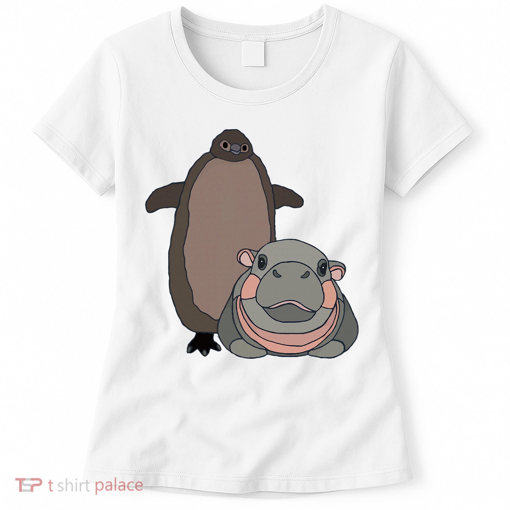 Pesto The Penguin And Moo Deng The Baby Hippo Women's T-Shirt