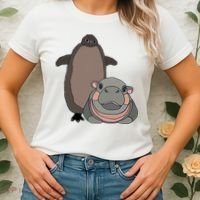 Pesto The Penguin And Moo Deng The Baby Hippo Women's T-Shirt thumb 2