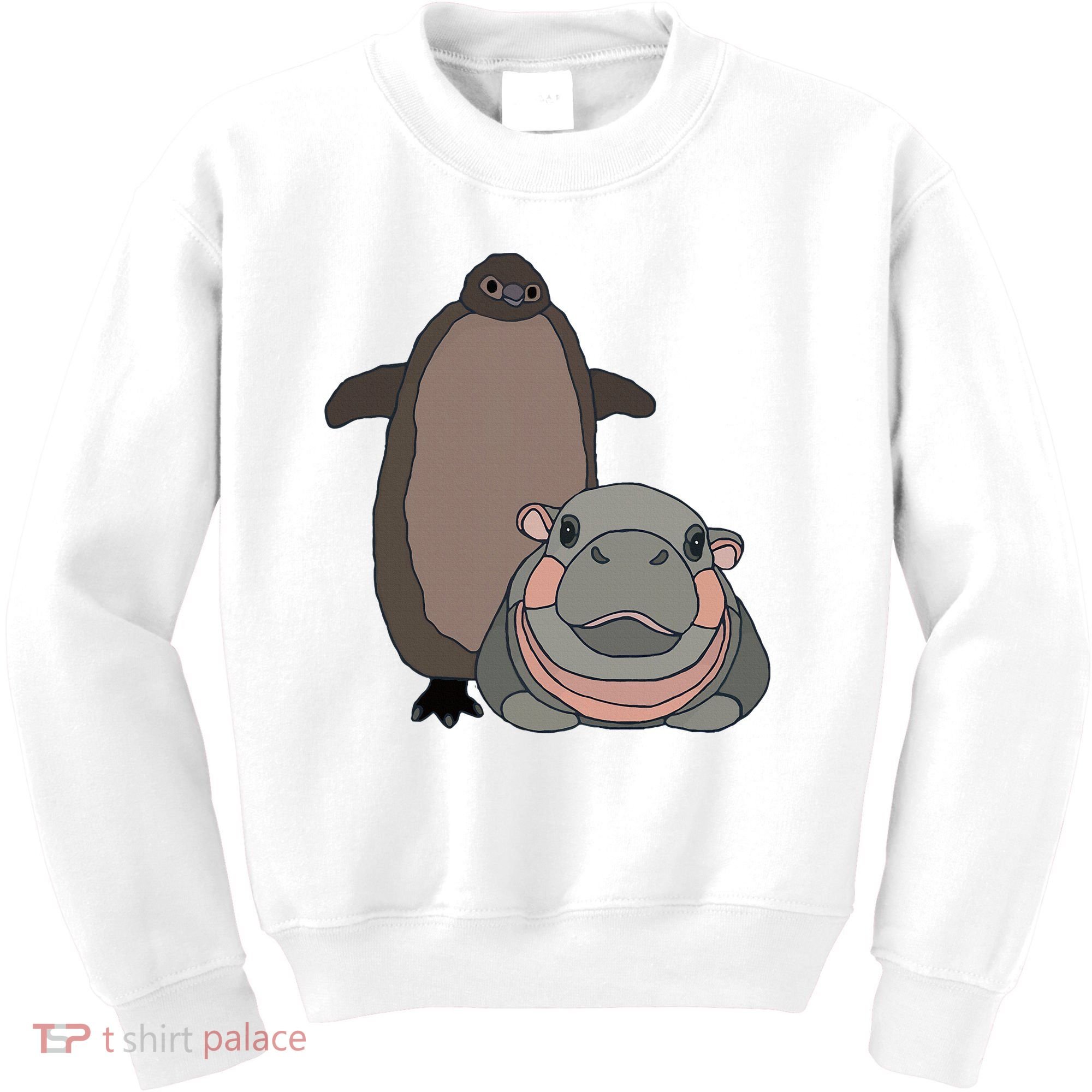 Pesto The Penguin And Moo Deng The Baby Hippo Kids Sweatshirt