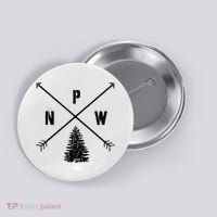 Pine Tree Pacific Northwest PNW Arrows Button thumb 0