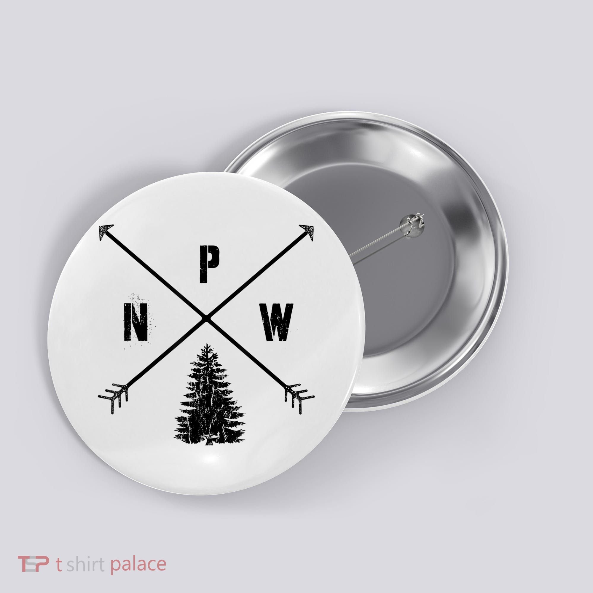 Pine Tree Pacific Northwest PNW Arrows Button