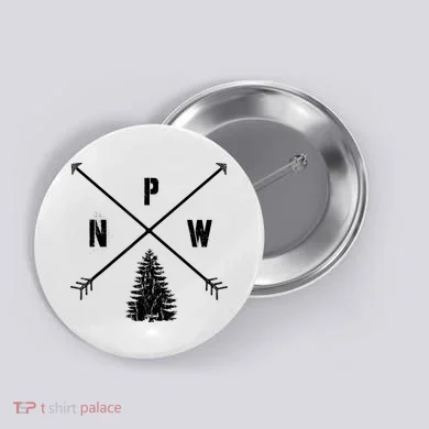 Pine Tree Pacific Northwest PNW Arrows Button