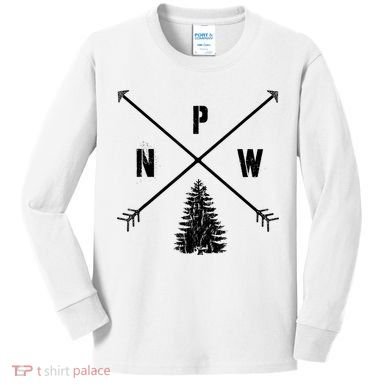 Pine Tree Pacific Northwest PNW Arrows Kids Long Sleeve Shirt