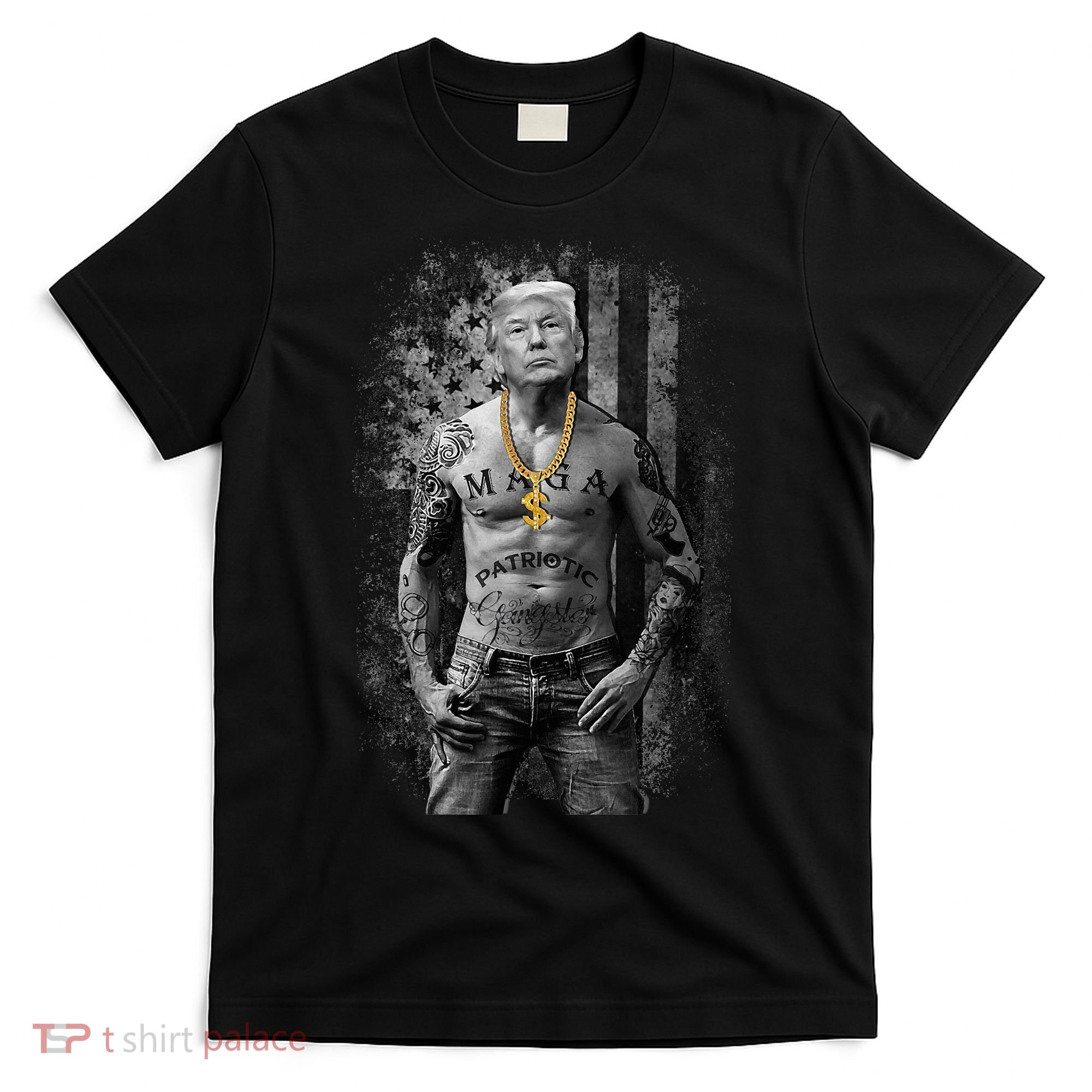 Pro Trump Patriotic Gangster T Anti Liberal Republican Gift Black Cotton Crew Ne T-Shirt