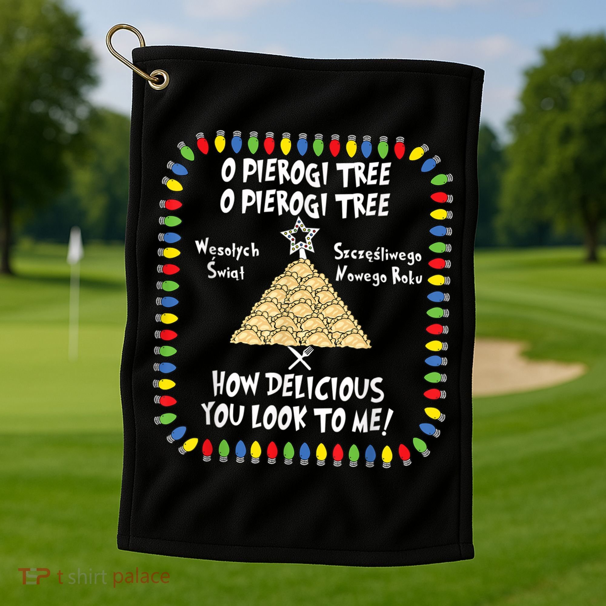Pierogi Tree Polish Christmas Golf Towel