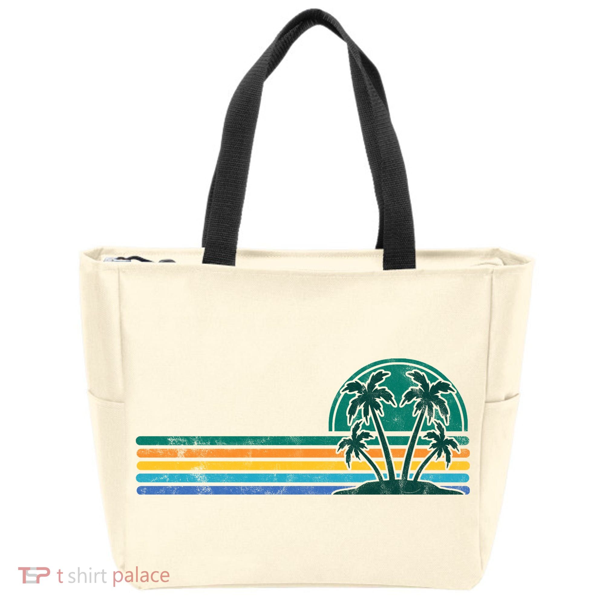 Palm Trees Retro Beach Summer Tote Bag