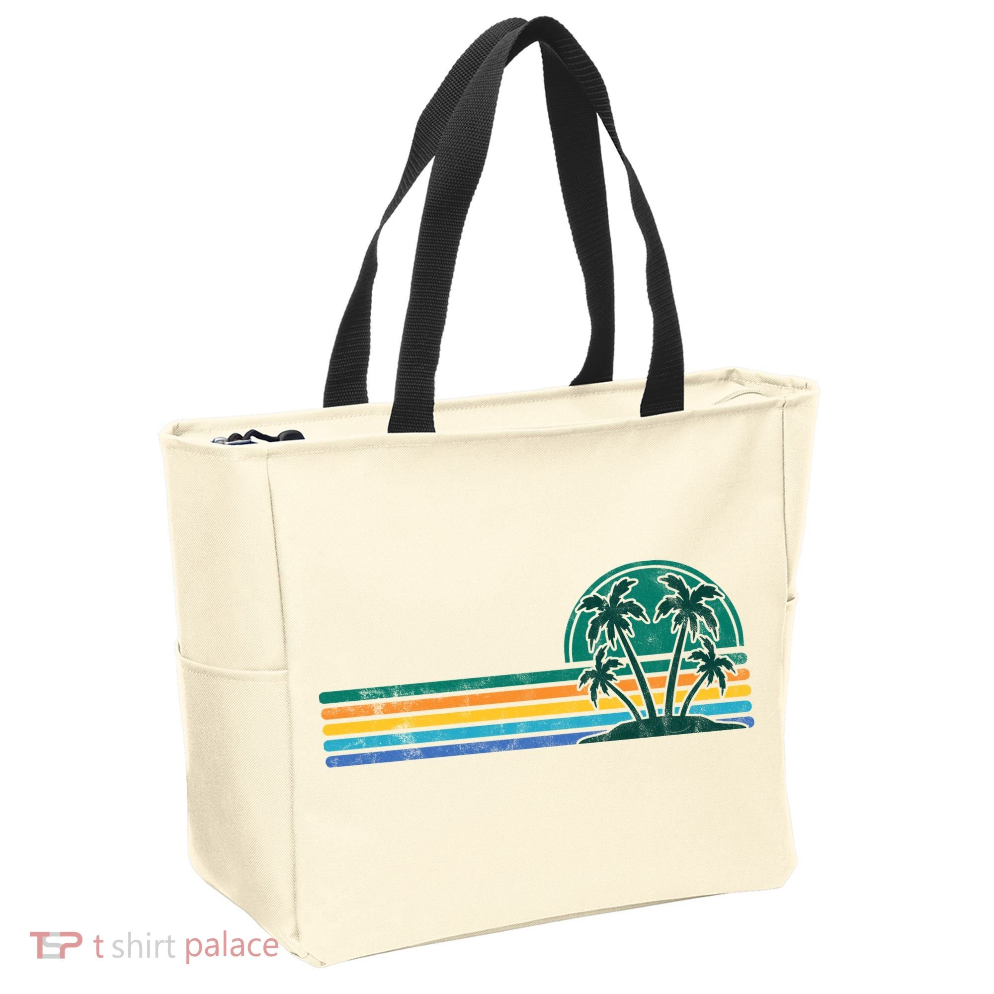 Palm Trees Retro Beach Summer Tote Bag