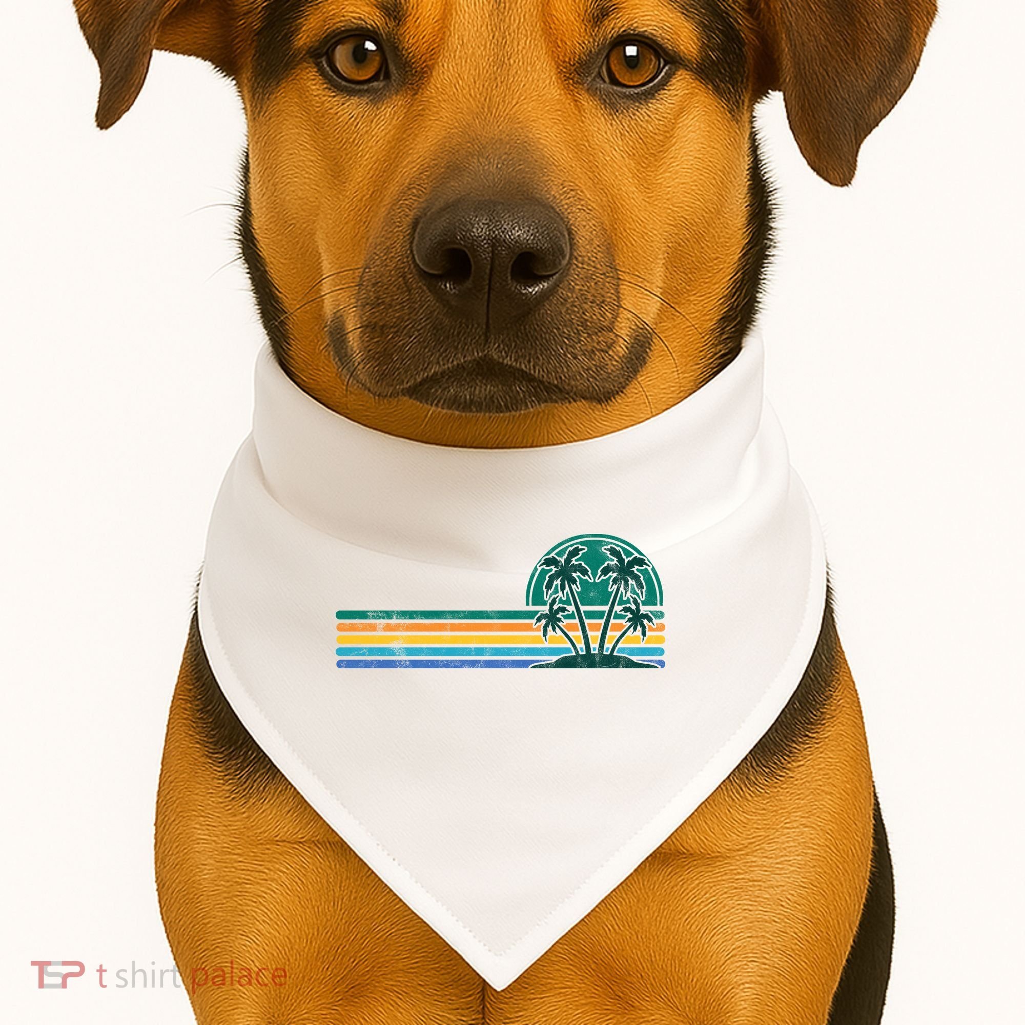 Palm Trees Retro Beach Summer USA-Made Doggie Bandana