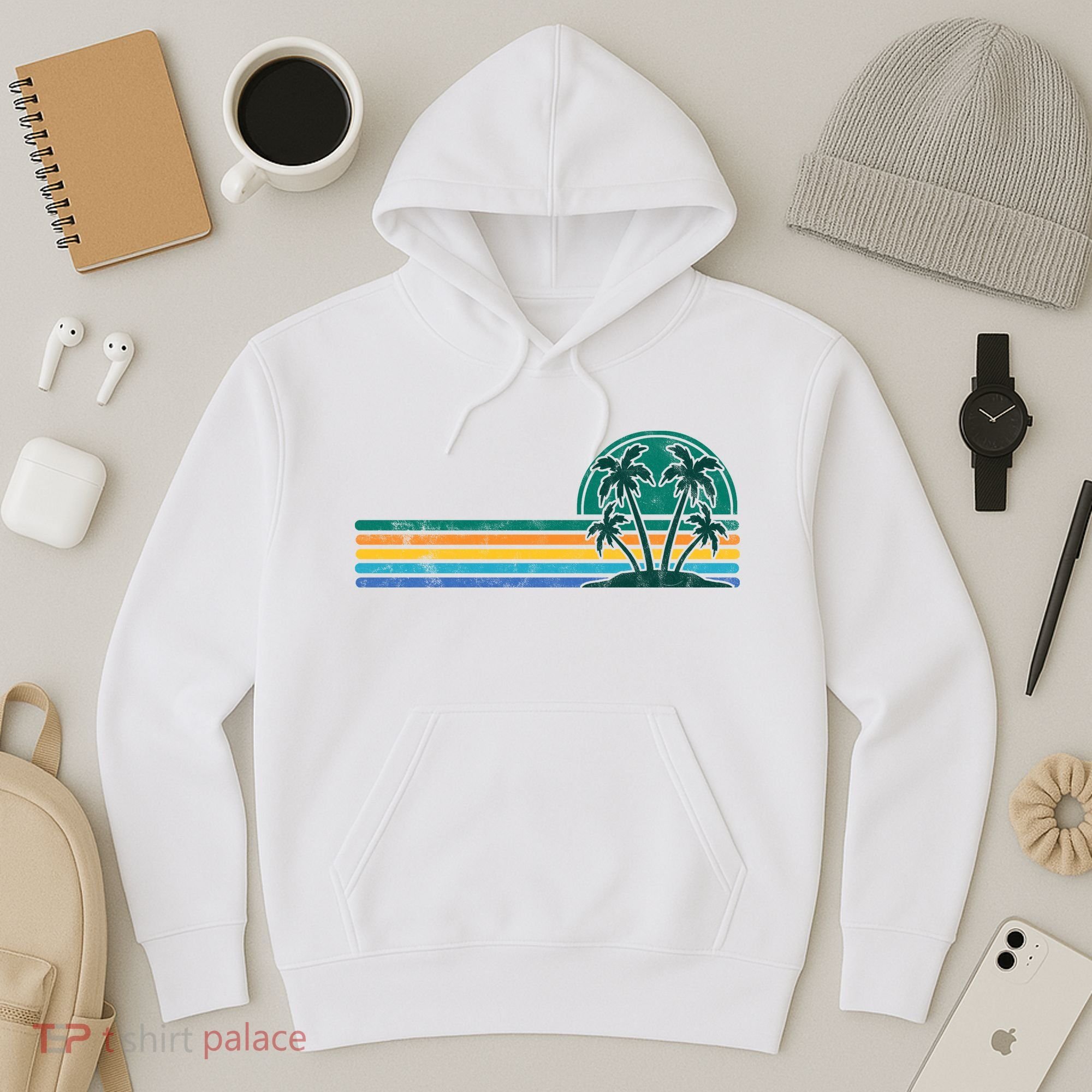 Palm Trees Retro Beach Summer Hoodie